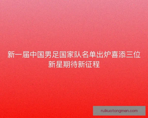 新一届中国男足国家队名单出炉喜添三位新星期待新征程
